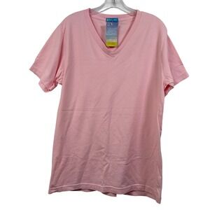 Fresh Produce Womens V-Neck T-Shirt Blush Pink 100% Cotton Made in USA Size M